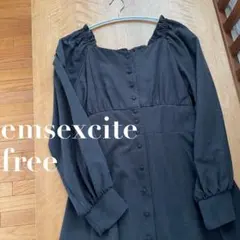 emsexcite エムズエキサイト 黒のミニ丈ワンピース フリーサイズ 長袖