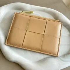 本革　フラグメントケース　ミニ財布　カードケース　レザー　ギフト　編み込み