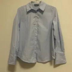 ZARAライトブルー 長袖シャツ パール装飾