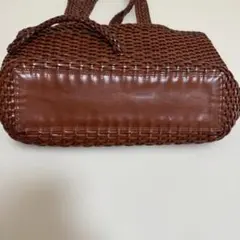 専用 おしゃれ オールレザー 編み込み かごバッグ風 トートバッグ 巾着仕様