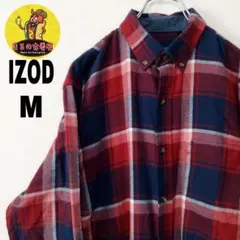 usa古着 IZOD ネルシャツ　M レッド　ネイビー　チェック