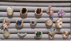 ビンテージ風リング 大きめまとめ売り 15点セットA (1つおまけ付きランダム)