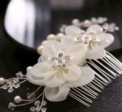ブライダル ヘアアクセサリー 花 パール ビジュー 結婚式 前撮り 髪飾り