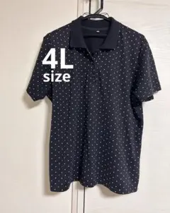 半袖 ポロシャツ 4Lドット 水玉 ネイビー　大きいサイズ CLOSSHIのサムネイル