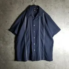 Haggar リネンレーヨン インディゴブルー 白ライン オープンカラーのサムネイル
