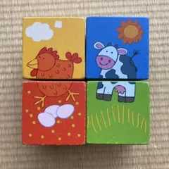 木製知育ブロックセット 動物と自然のイラスト