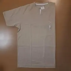 メンズ キーネック 半袖Tシャツ ベージュ XL