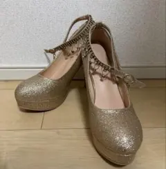 ブライダルシューズ 24cm ゴールド ヒール10センチ