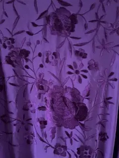 フラメンコ用 マントンシージョ パープル 花柄刺繍 フリンジのサムネイル