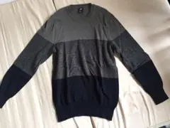 H&M ニット グリーン ボーダー メンズ 古着