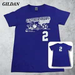 ギルダン スポーツ ナンバリング Tシャツ S パープル 両面 紫 半袖 古着
