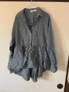 ギンガムチェックフリルシャツ