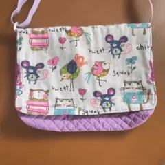 ハンドメイド　ショルダー図書袋むらさきのサムネイル