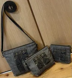 デニムリメイク★可愛いミニジーンズ★ポーチ&ケース3個★ショルダー付【52】