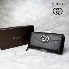 01 美品 GUCCI シマ インターロッキング 長財布 レザー DB hj6