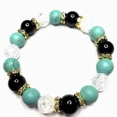 オニキス クラック水晶 ターコイズ パワーストーン ブレスレット 天然石