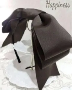 【B-3・36・茶】大人気　ビッグリボン・カチューシャ(キッズ・大人用)