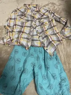 BNG チェック柄シャツとハーフパンツセット 100cm
