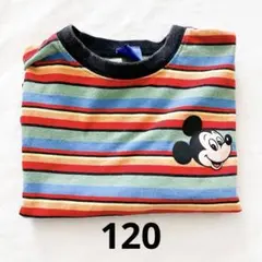 しまむら　チマジロ　ミッキーマウス ストライプ Tシャツ 120