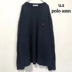 【u.s polo assn】長袖Tシャツ L 黒 クルーネック ワンポイント