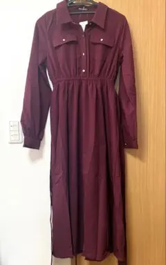 【スプレイ】リボンベルト付シャツワンピース