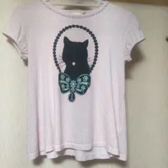LADUREE Paris黒 猫プリント ストライプ Tシャツラデュレのサムネイル