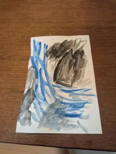 青と黒の水彩画 A4サイズ