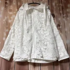KYOKO HIGA キョウコ ヒガ レース ジップアップパーカー 白 LLのサムネイル
