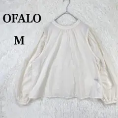 【オファロ】 バックボタンシャツ ギャザー入りバルーンスリーブ M アイボリー