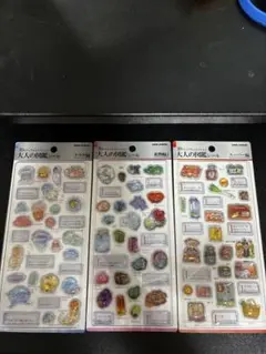 大人図鑑　シール 3枚セット　クラゲ編、鉱物編2、スーパー編