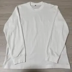 ユニクロU エアリズムコットンクルーネックTシャツ 長袖 ホワイト L
