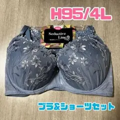 【新品未使用 タグ付き】くすみブルー ブラ＆ショーツセット 即発送 H95 4L