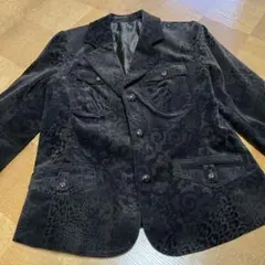 レオパード柄 ブラック コーデュロイ テーラードジャケット