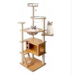 キャットタワー 木製 スリム 宇宙船付き 大型猫用 人気 猫タワー 165cmのサムネイル