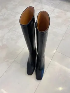 Synthetic leather ロングブーツ　黒