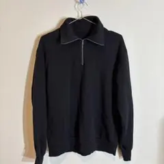 GU ハーフジップ トレーナー S 黒　春秋