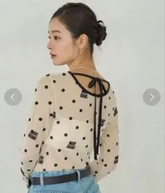 マリークワントフロッキープリント ロゴ シアーリボン付き