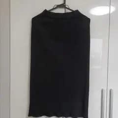 リブニット ロングタイトスカート ブラック