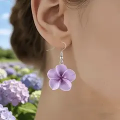 大人気 プルメリア ピアス 紫 パープル ハワイアン 南国 インポート 華やか