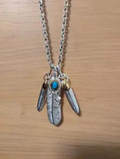 フェザー ターコイズ ハートホイール　ネックレス