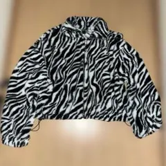 ゼブラ柄ファーコート ジップアップ