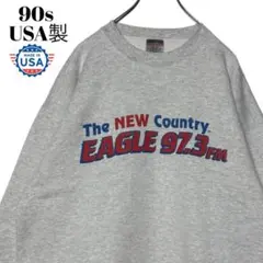 90s 빈티지 USA 제 기업물 스웨트 그레이 XL FM 라디오 트레이너