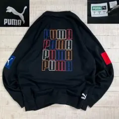 PUMA スウェット トレーナー ブラック L ロゴマルチカラー　刺繍　プリント