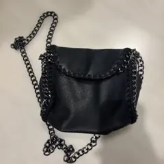 ブラックレザー チェーンショルダーバッグ