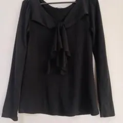 COMME CA ISM ブラックリボン長袖トップス