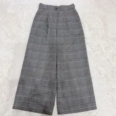 ナチュラルビューティーベーシック　ワイドパンツ　チェック　黒　M タック入り