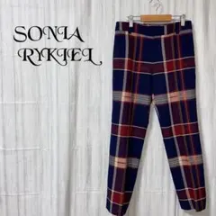 【ソニアリキエル】 テーパード パンツ チェック柄 大人可愛い 38 M