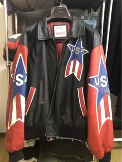 希少・美品 ショット 100周年 レーサー ライダース 星条旗 スター 赤 