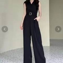 リゼクシー　テーラーワイドコンビネゾン　ブラック