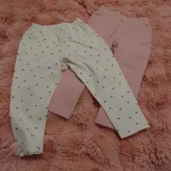ハート模様のアイボリーパンツ 90cm 2点セット
